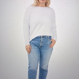 Vince Camuto Seamed Soft Baby Blue Seamed V-Neck Sweater NWOT